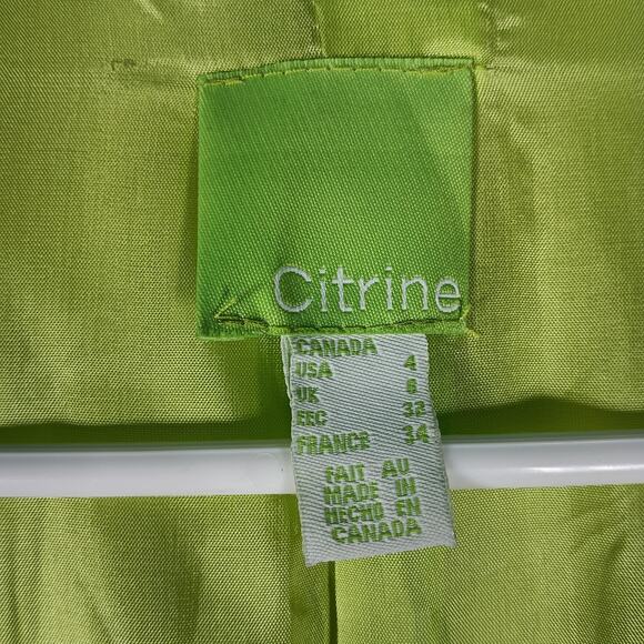 Citrine Coat Womens 4 Green Floral Print Long Duster Jacket Lined Pockets Spring - Picture 2 of 13